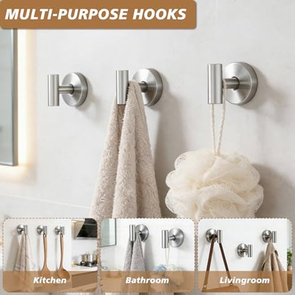 Suction Cup Hooks, Removable Shower Hooks, Brushed Nickel, 2-Pack | No Wall Damage | Strong Hold on Tile, Glass & Mirrors | Kitchen & Bathroom Use | Perfect for Towels, Loofahs, Robes & Coats - style: Brushed Nickel