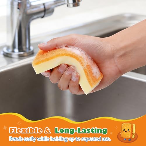 UNIMADE Scrub Sponge, Temperature Responsive Dual-Sided Cleaning Sponges, Non-Scratch Dish Sponge for Kitchen, Soft in Warm Water & Firm in Cold, 12 Pack - size: 12 Pack