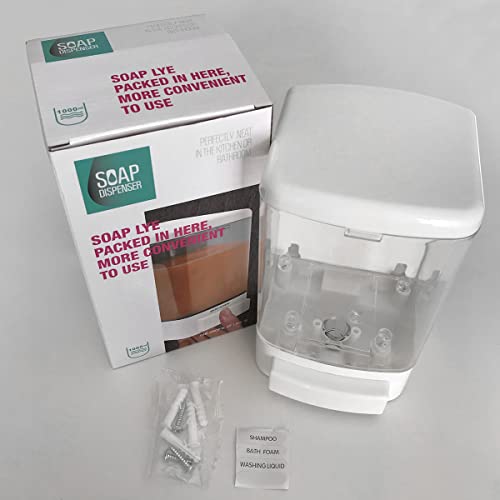 Manual Soap Dispenser Bathroom Kitchen Wall Mounted Commercial Soap Dispenser for Liquid Containers Shampoo Gel Chamber Plastic - (33.8 oz) 1000ml - color: White&transparent