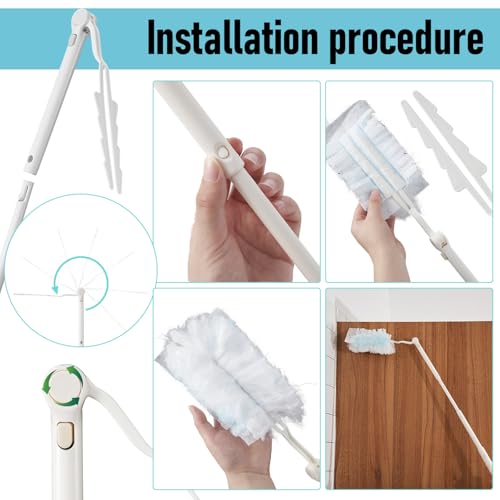 Colingmill 4 Pcs 3 ft Replacement Handles Compatible with Duster Refills, Extendable Long Extended Handle Only, Adjustable Length for Ceiling Fans, Blinds, Shelves, Windows (White) - color: White