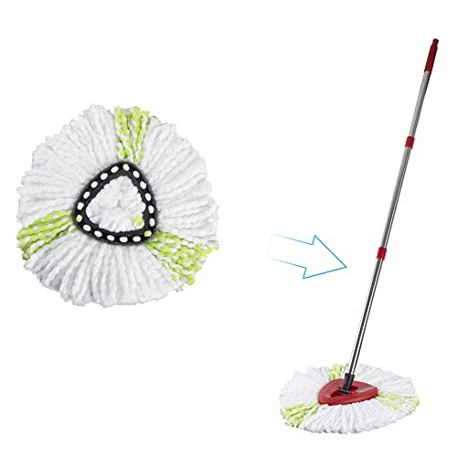 Matthew Cleaning 6Pack Green Microfiber Spin Mop Replacement Head Compatible with EasyWring Spin Mop Replace Head-EasyWring High Absorbency,Machine Washable,Microfiber Spin Mop Refills - color: Green, size: 6 Count