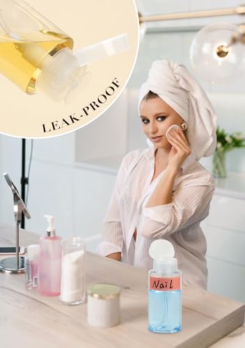 3 Pack Push Down Pump Dispenser, Empty Pump Bottle Dispenser with DlY Lables for Nail Polish, Makeup Remover, Alcohol, Facial Toner 5.1oz/150ML - size: 150ml/cc-3pcs