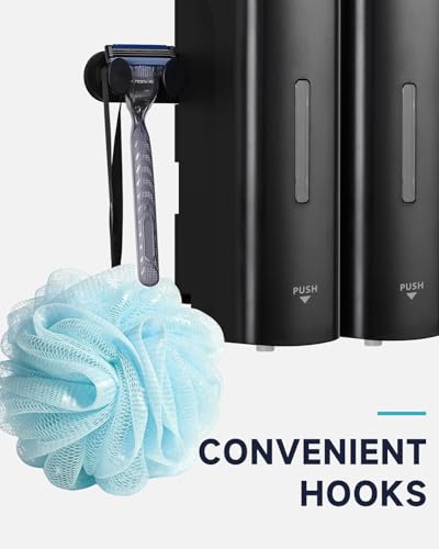 AIKE 3 Chambers Shower Shampoo and Conditioner Dispenser 3 x 11.8 fl.oz. for Bathroom(Black) - color: Black, size: Triple Chamber