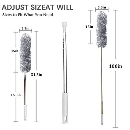DELUX Microfiber Feather Duster Extendable Duster with 100 inches Extra Long Pole, Bendable Head & Long Handle Dusters for Cleaning Ceiling Fan, High Ceiling, Blinds, Furniture & Cars Gray - color: Gray