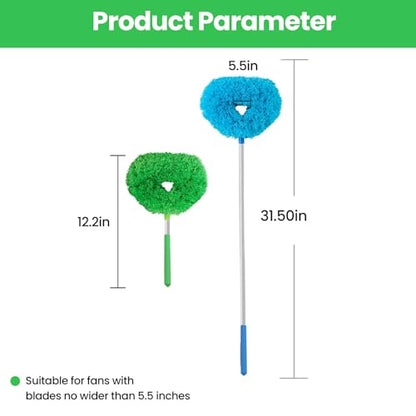 1PC Microfiber Ceiling Fan & Wall Cleaner Duster – Reusable Cleaning Tool for Blades, Windows, Glass & Furniture (Blue) - color: Blue