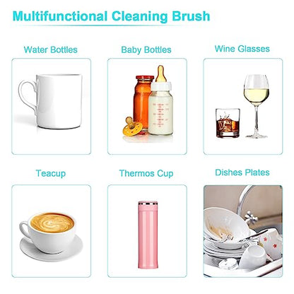 Rechargeable Electric Bottle Brush Cleaner Set, 360° High Speed Rotation Silicone Cleaning Brush with Bottle Brush, Pacifier Brush, Straw Brush, Perfect for Baby Bottle,Cup, Kitchen Utensils - color: Blue