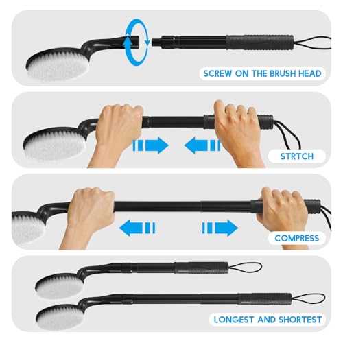 Long Handle Back Scrubber for Shower, 25.7” Telescopic Anti-Slip Bath Brush, Easy Reach Back Cleaner for Exfoliating Dead Skin, Great for Elderly, Disabled & Hard-to-Reach Areas - color: 18.7” - 25.7” Classic Extendable
