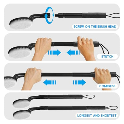 Long Handle Back Scrubber for Shower, 25.7” Telescopic Anti-Slip Bath Brush, Easy Reach Back Cleaner for Exfoliating Dead Skin, Great for Elderly, Disabled & Hard-to-Reach Areas - color: 18.7” - 25.7” Classic Extendable