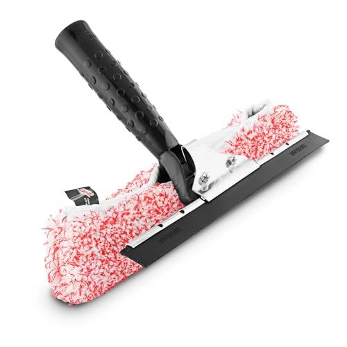 Libman 2-in-1 Window Washer & Squeegee – Premium Microfiber Glass Cleaner, Streak-Free Window Cleaning Tool, Fits Telescopic Poles – 11.25" Wide Head for Windows, Mirrors, Shower Doors, and Cars