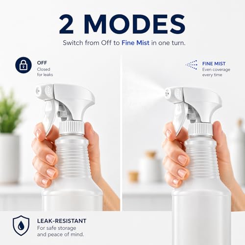 Bar5F Empty Spray Bottles (3-Pack), 24 oz – Bleach-Resistant Trigger Sprayer with Fine Mist & On/Off, Chemical-Resistant for Bleach, Vinegar & Cleaning Solutions, Refillable HDPE Bottles