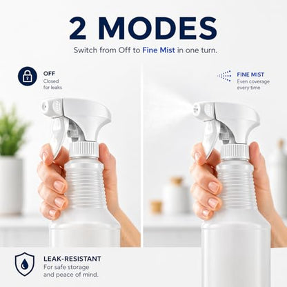 Bar5F Empty Spray Bottles (3-Pack), 24 oz – Bleach-Resistant Trigger Sprayer with Fine Mist & On/Off, Chemical-Resistant for Bleach, Vinegar & Cleaning Solutions, Refillable HDPE Bottles