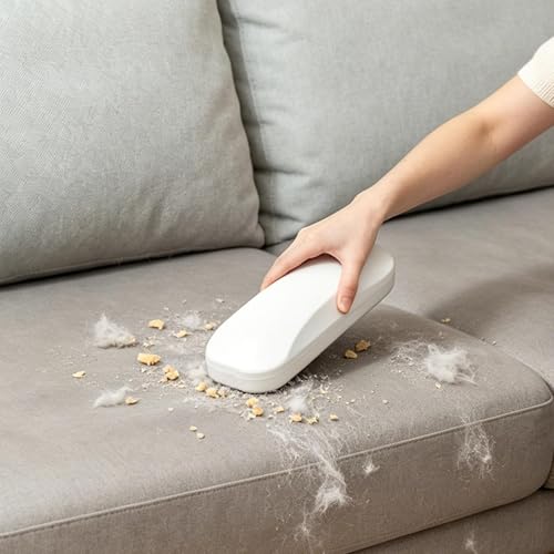 Function Handheld Table Crumb Sweeper, Portable Pet Hair & Crumb Remover Brush, Fabric & Upholstery Cleaning Brush, Lint Remover for Couch, Sofa & Pet Hair (White) - color: White
