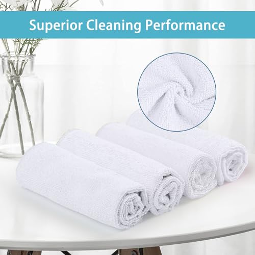 HOMEXCEL White Microfiber Cleaning Cloth 100 Pack, Microfiber Towel for Cars, Lint Free, Scratch-Free, Highly Absorbent, and Cleaning Rags for House, Window and Glass, Cars, TV Screen 11.5 X11.5 inch - color: White