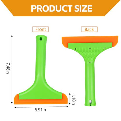 Wuyaoyao 2PCS Silicone Squeegee, Small Squeegee for Car, Automotive Mini Window Squeegees, Shower Squeegees, Water Wiper Cleaning Tool for Car Windshield, Window, Mirror, Glass Door (Green)