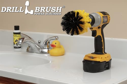 Drill Brush - Bathroom Cleaning Accessories - Shower Cleaner Brush - Scrub Brush - Bath Mat - Bathtub Brush - Sink Brush - Toilet Scrubbing Brush - Tile Flooring Cleaner - Grout Cleaner Brush for Home - color: All Purpose Medium-yellow