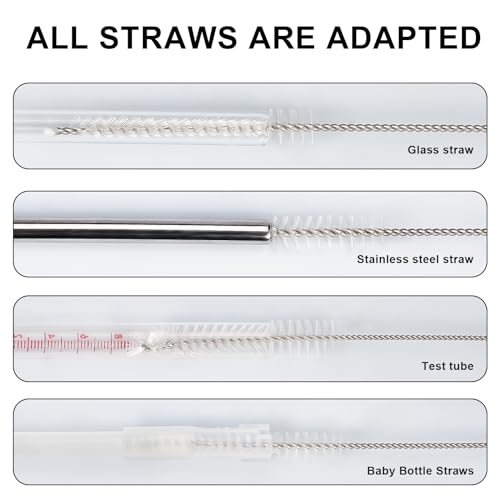 Straw Cleaner Brushes Sets, 12 Pieces 8.2 Inch Botthle Cleaning Brush and Nylon Tube Brush Brush Kit for Sippy Cup, Tumbler, Water Bottle, Drinking Straw (White) - color: 8.2 Inch White Cleaning Brushes
