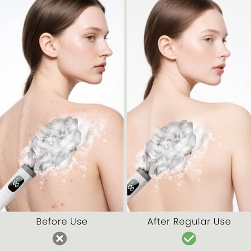 WJX Electric Body Brush with Replaceable Heads – Rechargeable, Waterproof, 2-Speed Adjustable Back Scrubber for Shower (White) - color: White