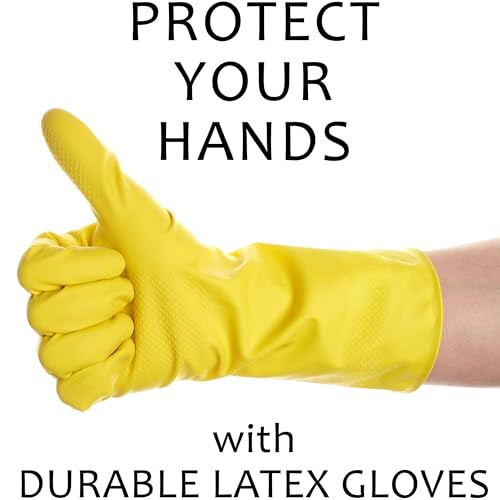 SteadMax 1 Pair Cleaning Gloves, Reusable Natural Rubber Dish Gloves, Latex Non-Slip Gloves for Kitchen, Household - size: Medium