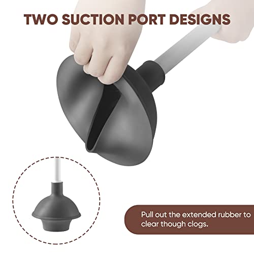 Eyliden Toilet Plunger and Brush Set, 2-in-1 Compact Holder | Unclogs Toilets, Deep Cleans Bowls, Nylon Bristles, Rubber Cup, Durable Plastic Caddy, Space-Saver, Bathroom Cleaning Tools - color: White & Grey