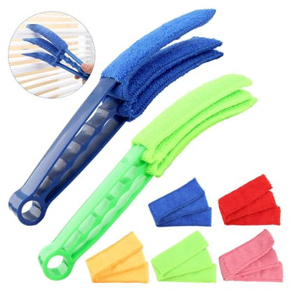 2 Pack Blinds Cleaner Brush - Window Blind DusterTool with 5 Reusable Microfiber Sleeves Brush, Blind Cleaner Tool for Window, Car Air Condition, Fans, Exhaust Vent