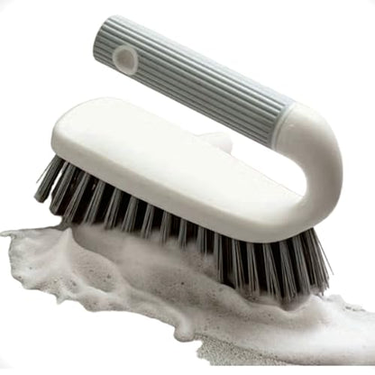 [3-Pack] Heavy Duty Scrub Brush Set with Professional PBT Stiff Bristles, V-Shape Grout Cleaner & Wide Floor Scrubber for Deep Cleaning Bathroom, Shower, Tile and Kitchen Gaps, Non-Slip Grip