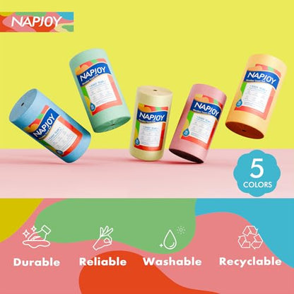 Napjoy Microfiber Cleaning Cloth Roll, 75PK Easy Tear Away Reusable Paper Towels, 12" x 12", Lint-Free and Scratch-Free with Patented Fiber Technology Microfiber Towel Roll, Blue - color: Blue