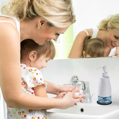 Gaussra White Soap Dispenser with Coaster and Stickers, Stainless Steel and Glass Bottle Hand Pump Dispenser, Refillable Liquid Hand Soap Dispenser for Bathroom & Kitchen (11OZ / 320ML) - color: White