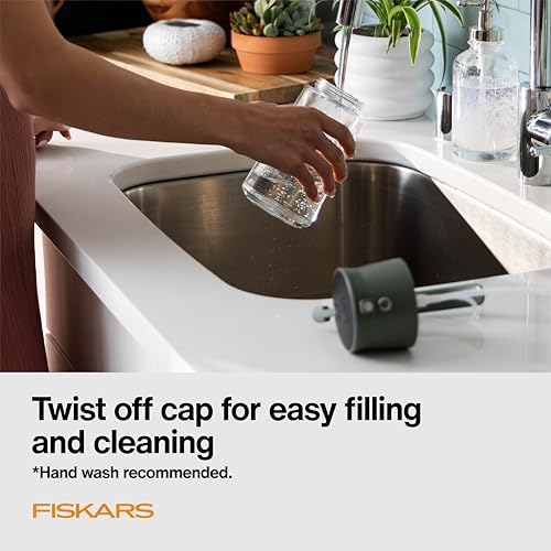 Fiskars 2-in-1 Mist & Pour Watering Can, Space Saving Glass Plant Mister with Thumb Pump Sprayer and Spout for Indoor Plants, Boost Humidity & Soak Roots of Houseplants, 17 oz, Modern Décor Style - size: Mist/Pour Combo