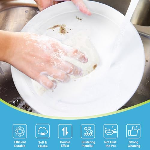 AIDEA Non-Scratch Scrub Sponge-24Count, Sponges Kitchen, Natural Sponge for Non-Stick Cookware, Cellulose Sponges for Dishes, Cleaning Power for Kitchen, Bathroom, Household - color: White