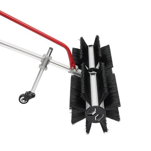 2.3HP 4 Stroke Handheld Sweeper 37.7CC Gas Power Hand Push Industrial Sweeper with Air Cooling System Portable Outdoor Snow Sweeper Lawn Farm Sidewalk Cleaner Sweeping Broom