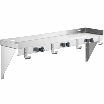 Stainless Steel Wall-Mounted Utility Shelf with Mop & Broom Holders, Cleaning Tool Organizer with Rag Hooks, Multiple Sizes (36 Inch) - size: 36 Inch