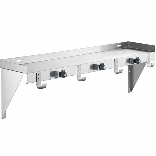 Stainless Steel Wall-Mounted Utility Shelf with Mop & Broom Holders, Cleaning Tool Organizer with Rag Hooks, Multiple Sizes (36 Inch) - size: 36 Inch