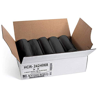 Aluf Plastics High Density Trash Bags, 10 Gallon, 1000 Count, 6 Micron (eq), 24" x 24", Black, for Bathroom, Office, Industrial, Commercial, Janitorial, Municipal, Recycling - color: Black, style: 7-10 Gal, 6 Micron Equiv, 1000 Count