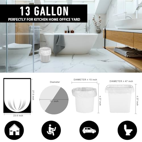 105Counts 13 Gallon Trash Bags, Flexible & Durable Kitchen Garbage Bags, Unscented & Easy Tearing Medium Gallon Trash Bag for Kitchen, Bathroom, Bedroom, Office, Transparent - style: 13 Gallon Transparent 105 counts