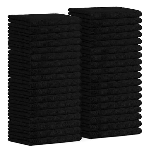 Avalon Towels Microfiber Cleaning Cloths (Value Pack of 36) - Size 16 x 16 Inches, Highly Absorbent Cleaning Rags, Lint Free, Reusable and Washable, Microfiber Towels for Cars - color: Black, size: Pack of 36 - 16x16 Inches