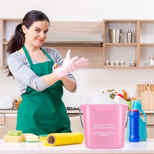 Roshtia 6 Pcs 3 Quart Cleaning Bucket Small Sanitizing Square Bucket Detergent Pail for Home Commercial Restaurant Kitchen Office School (Pink) - color: Pink