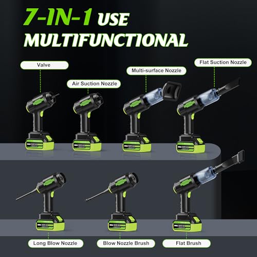 Cordless Car Vacuum Portable -Handheld Vacuum Cleaner 50000PA-High Power Suction & Blower for Car, Home, Office, Desktop, Keyboard,Pet Hair-2-in-1 Vacuum - with 2×4.0Ah Batteries