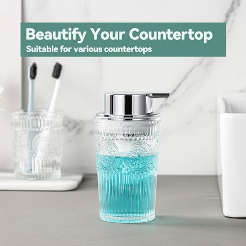 Glass Foaming Soap Dispenser - Foam Hand Soap Dispenser Bathroom, 10 OZ Clear Refillable Liquid Dispenser for Kitchen Dish Dispenser Foam Pump Silver - color: Silver Foam Pump, size: 10 OZ