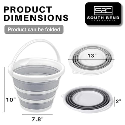 South Bend Components 2.6 Gallons Collapsible Bucket with Handle, Space Saving Design Portable Foldable Water Pail for Indoor/Outdoor, Mop, Boating, Camping, and Fishing (2-Pack)