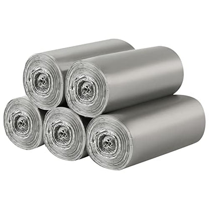 5 Rolls Small Trash Bags - 200 Counts Durable 4 Gallon Small Garbage Bags for home office kitchen Bathroom Bedroom Trash Can liners（Silver） - color: 200 Count Silver
