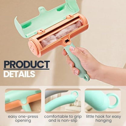 Pet Hair Remover Roller, Reusable Pet Hair Removal Brush for Dogs and Cats, Self Clean Fur from Couch, Bed, Rugs, Laundry and Clothes, Green - color: Green