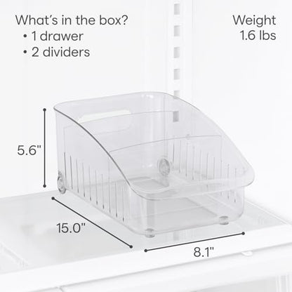 YouCopia RollOut Fridge Drawer 8”, Adjustable Bin Refrigerator Organizer - size: 8" Wide