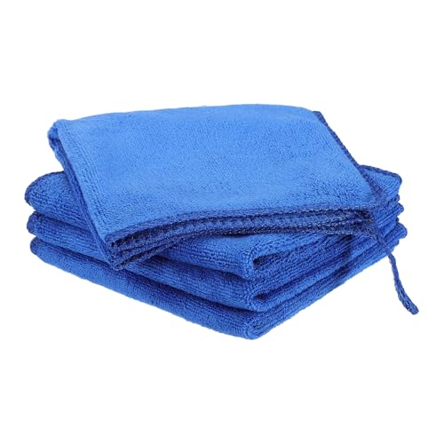 HARFINGTON 4 Pack Microfiber Cleaning Cloth, 8" x 8" Multi-Functional Cleaning Towels Reusable Absorbent Rags with Hook for Car Wash Kitchen Household Window Clean, Sapphire Blue - color: Sapphire Blue, size: 8" x 8"