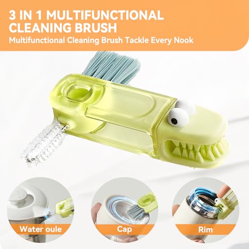 3 in 1 Cup Lid Gap Cleaning Brush Set, Multifunctional Bottle Cleaning Brush, Silicone Cup Lid Gap Cleaner, Home Kitchen Crevice Cleaning Tools (Red) - color: Red