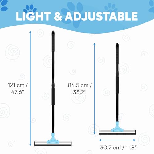 Carpet Rake for Pet Hair Removal – Carpet Scraper & Pet Fur Rake – Dog & Cat - Animal Fur Broom for Rugs & Furniture with Adjustable Lengths - Blue