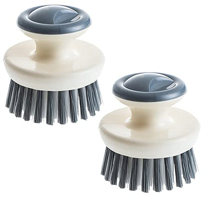 Dish Scrub Brush,Ergonomic Grip Palm Brush,Kitchen Scrub Brushes for Cleaning, Dish Scrubber with Stiff Bristles for Sink, Pots, Pans (2P Grey) - color: 2p Grey