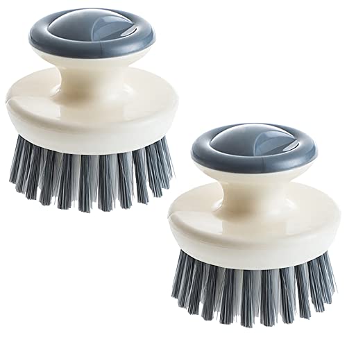 Dish Scrub Brush,Ergonomic Grip Palm Brush,Kitchen Scrub Brushes for Cleaning, Dish Scrubber with Stiff Bristles for Sink, Pots, Pans (2P Grey) - color: 2p Grey