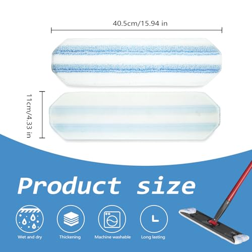8 Pack Replacement Pads for O Cedar H2prO Flat Mop System, Flat Pads for Ocedar Flat Mop System, Machine Washable/ Reusable, Powerful Stain Removal, for Hardwood, Tile, Marble, laminate floors. - size: 8 H2prO Flat