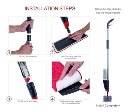 Flat Spray Mop for Floor Cleaning | 360 Degree Rotating Microfiber Floor Cleaner with Refillable 400ml Bottle | Washable Reusable Pad | Slim Design for Home, Kitchen, Tiles and Wooden Floors