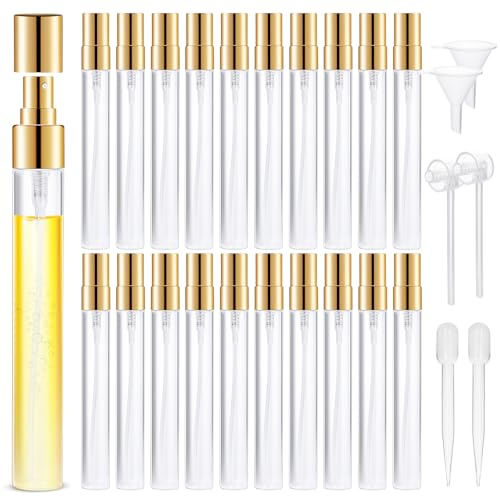Mini Glass Spray Bottle 20pcs 10ml Clear Spray Bottle Empty, Fine Mist Refillable Mini Perfume Spray Bottle, Perfume Atomizer, Travel Spray Bottle For Hair, Small Empty Sample Containers Portable - style: Spray Bottle10ml-20P